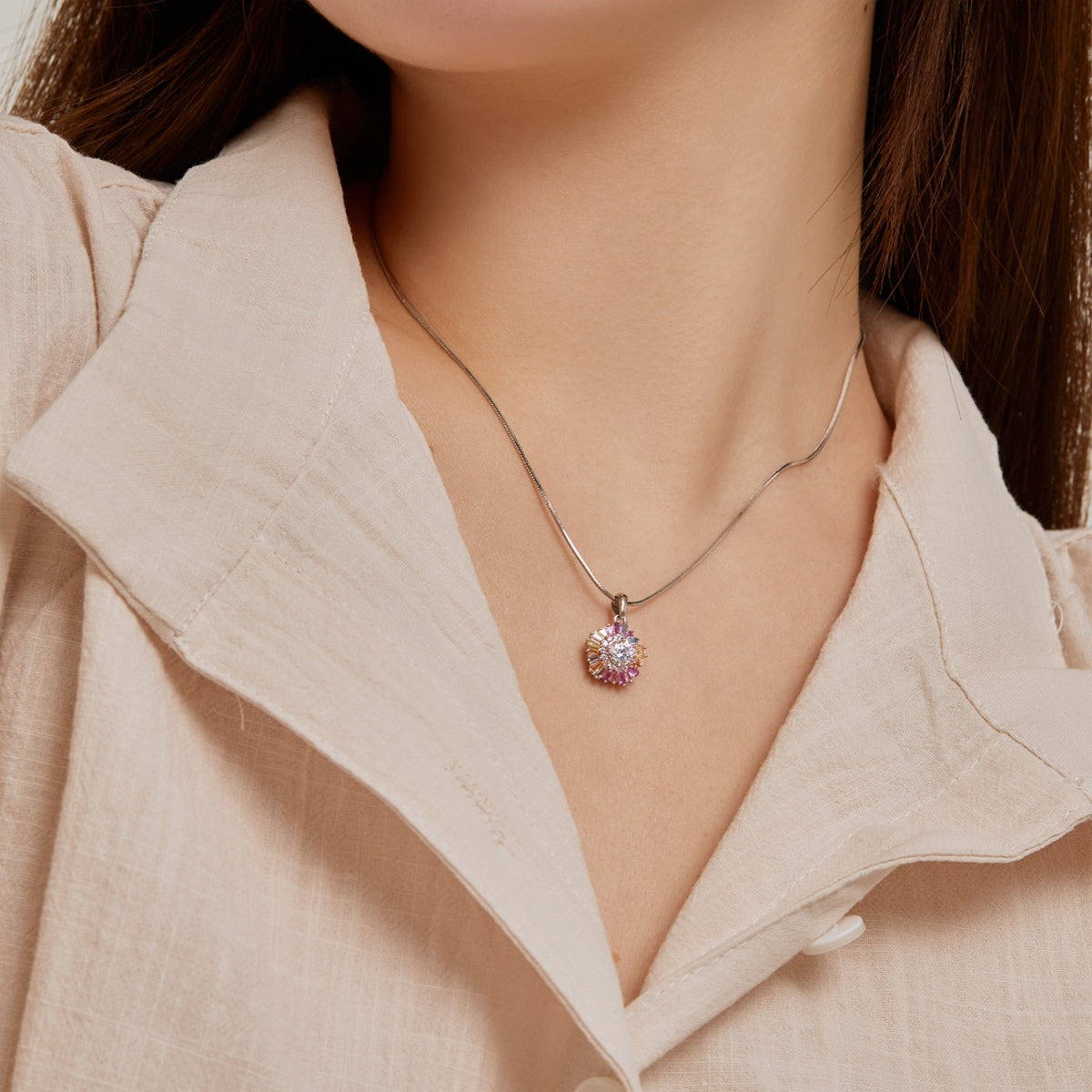 [Perla Lux]Charming Flower Colorful Necklace
