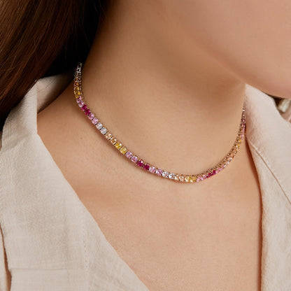 [Perla Lux]Delicate Colorful Tennis Necklace