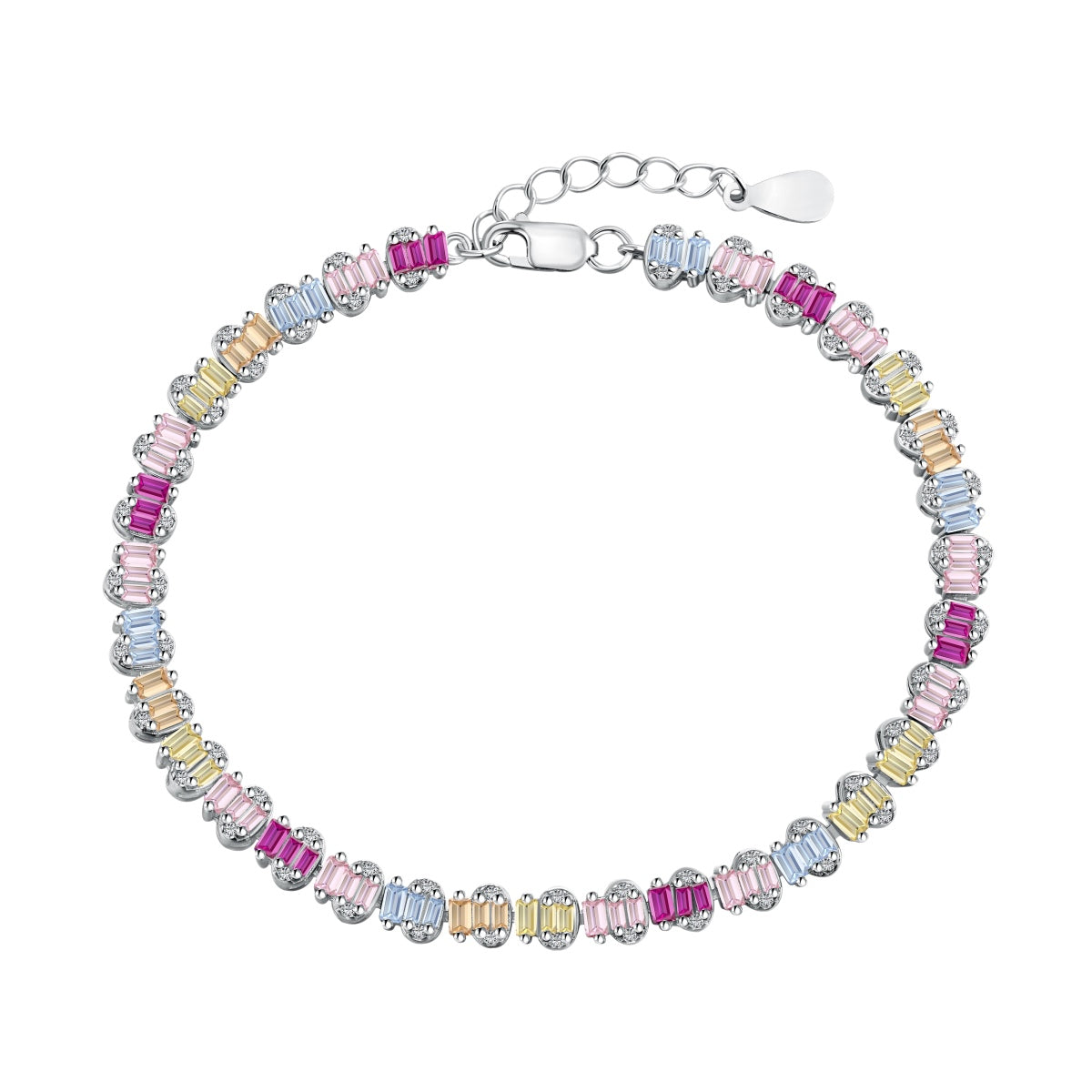 [Perla Lux]Delicate Colorful Emerald Cut Party Bracelet