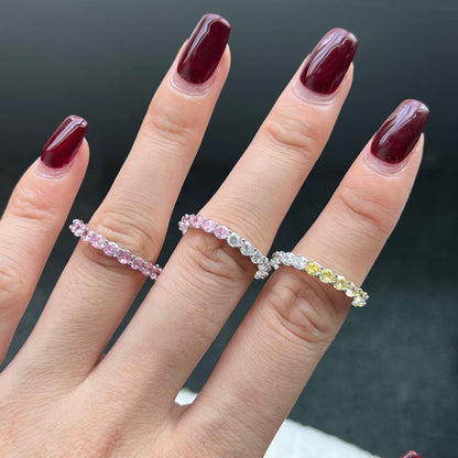 [Perla Lux]Sparkling Round Cut Tennis Ring