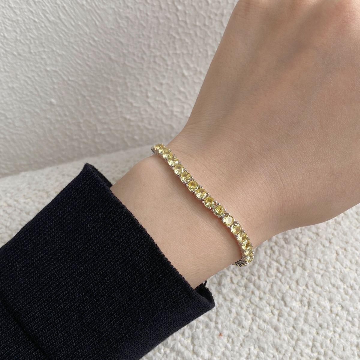 [Perla Lux]Ornate Dazzling Round Cut Tennis Bracelet