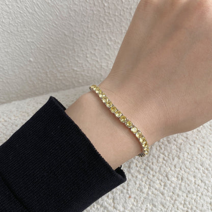 [Perla Lux]Ornate Dazzling Round Cut Tennis Bracelet