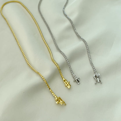 [Perla Lux]Delicate Round Shape Tennis Necklace