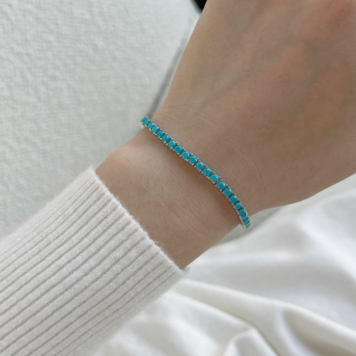 [Perla Lux]Dainty Charming Round Cut Tennis Bracelet