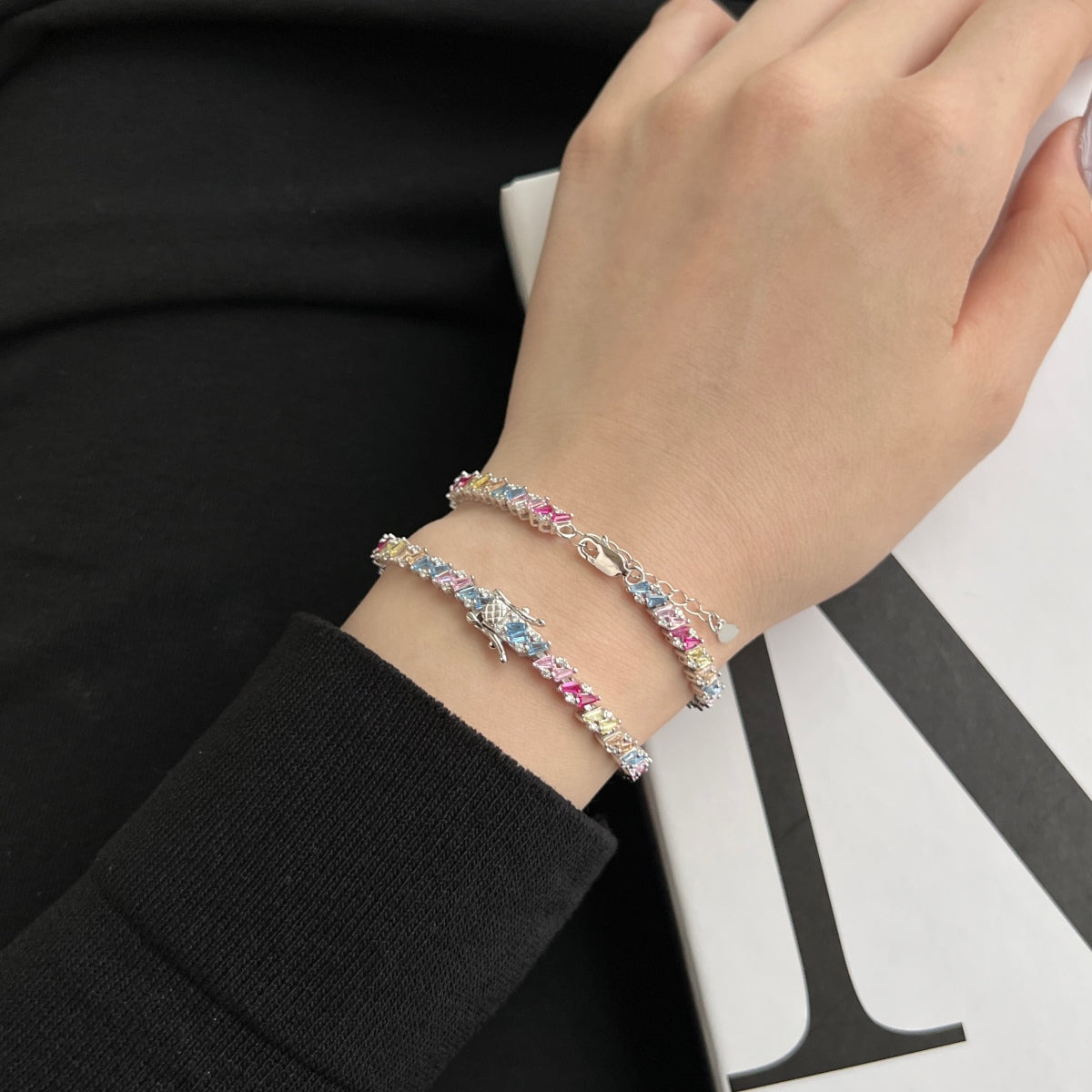 [Perla Lux]Ornate Sparkling Multi Cut Party Bracelet