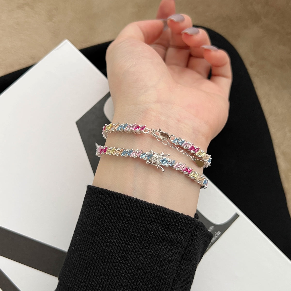 [Perla Lux]Ornate Sparkling Multi Cut Party Bracelet