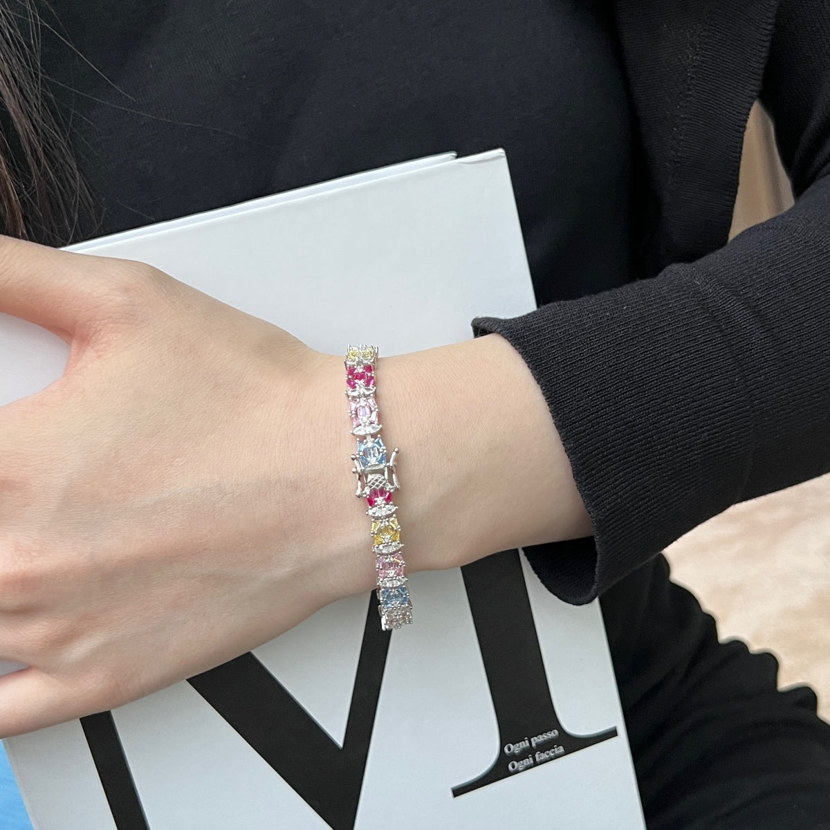 [Perla Lux]Delicate Colorful Multi Cut Party Bracelet