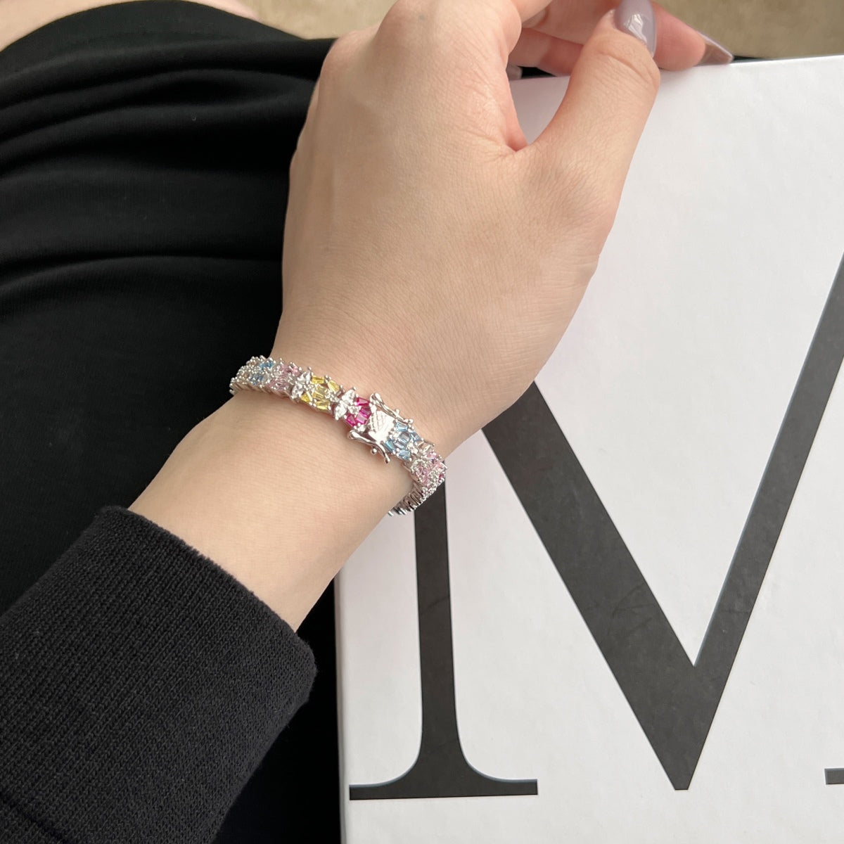 [Perla Lux]Delicate Colorful Multi Cut Party Bracelet