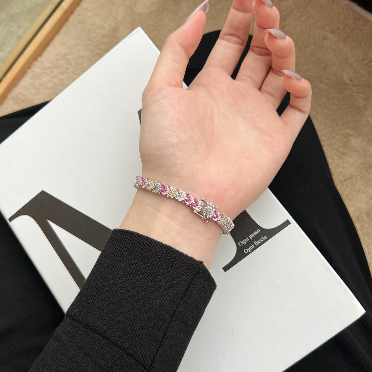 [Perla Lux]Ornate Sparkling Round Cut Party Bracelet