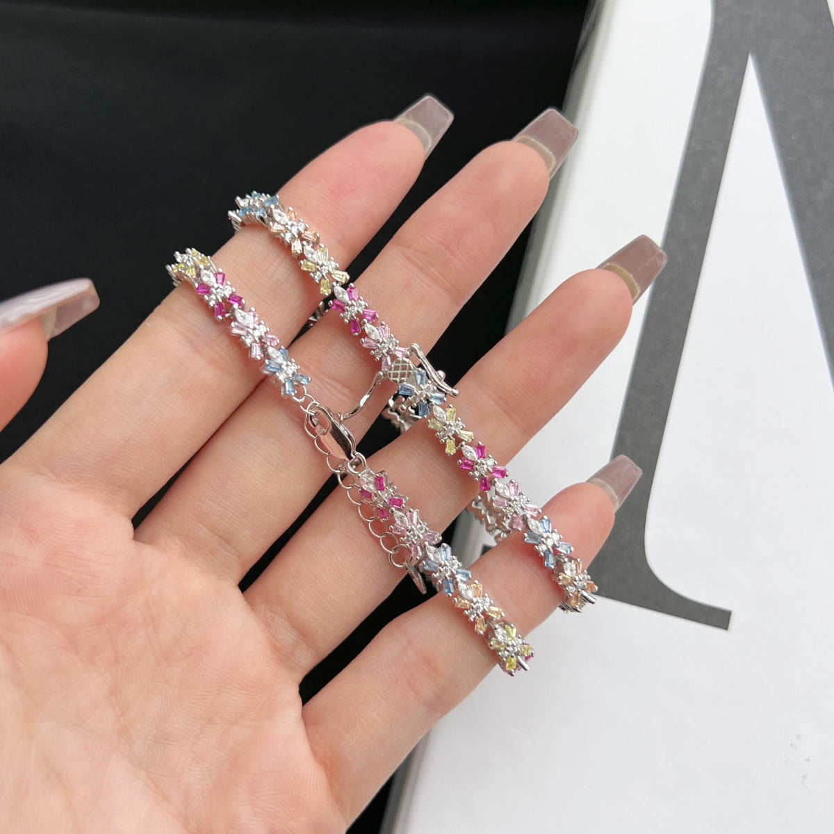 [Perla Lux]Radiant Colorful Emerald Cut Party Bracelet