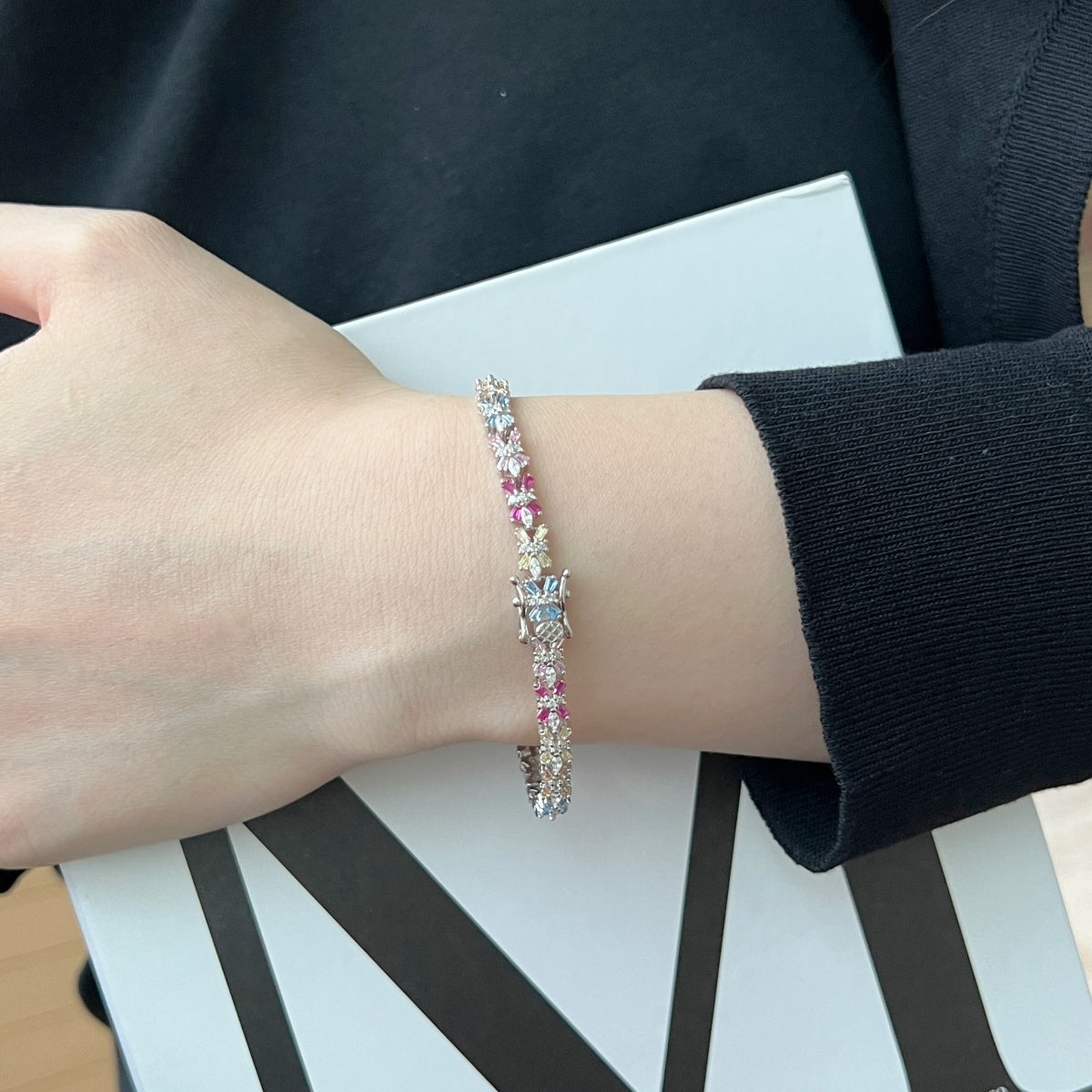 [Perla Lux]Radiant Colorful Emerald Cut Party Bracelet