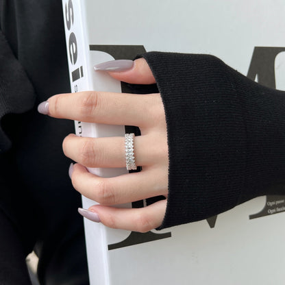 [Perla Lux]Splashy Ornate Emerald Cut Cocktail Ring