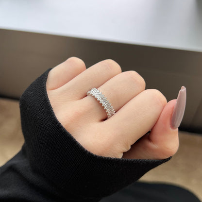 [Perla Lux]Splashy Ornate Emerald Cut Cocktail Ring