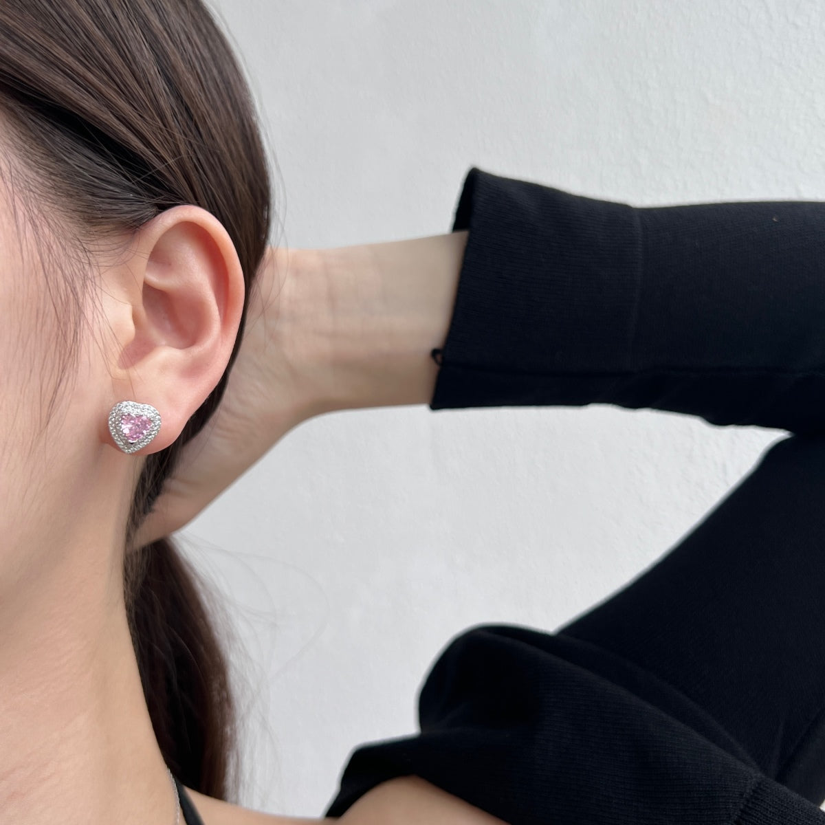 [Perla Lux]Dazzling Heart Shape Lover Earrings