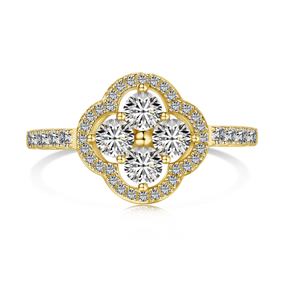 [Perla Lux]Four Leaf Clover Flower Design Ring