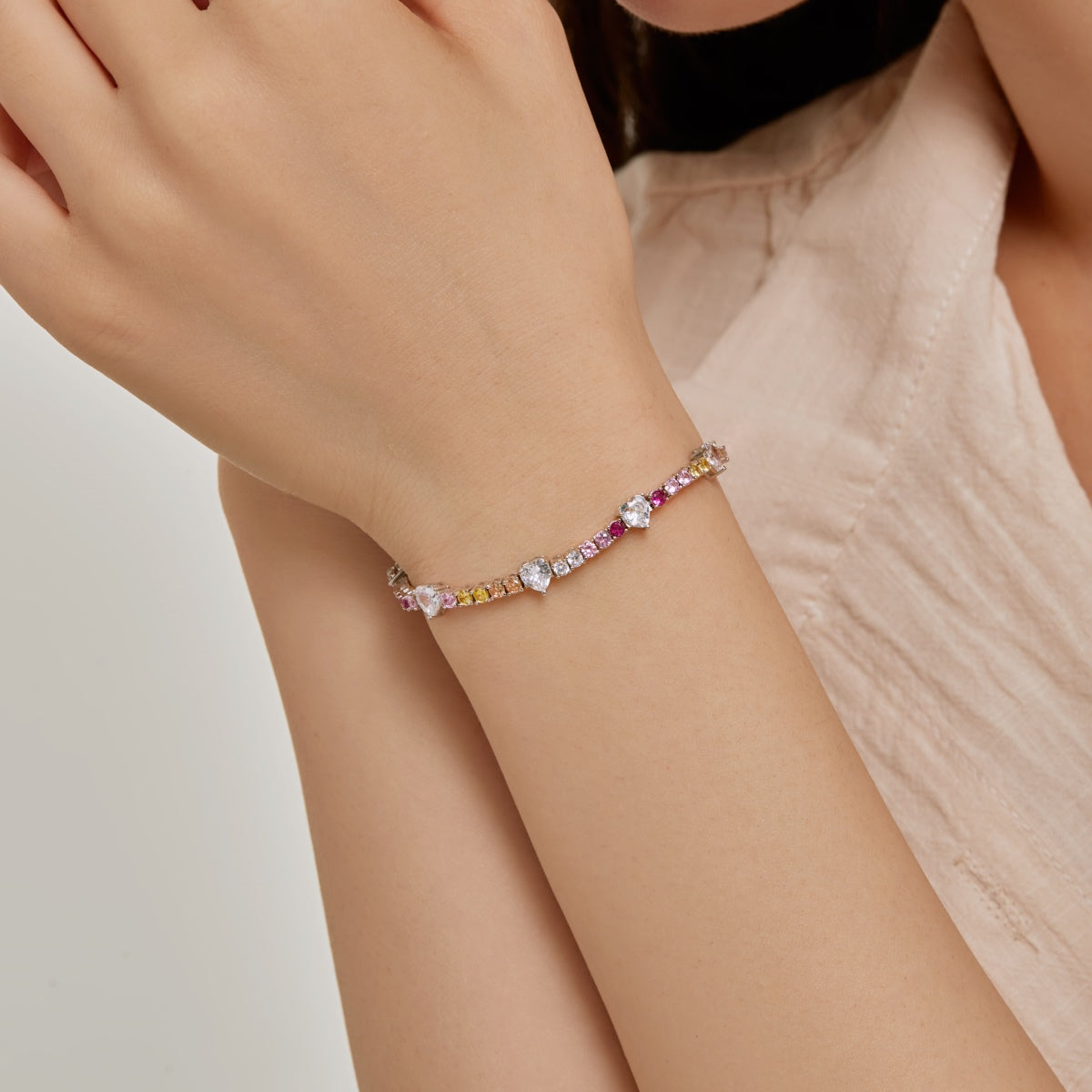[Perla Lux]Romantic Heart Shape Round Cut Lover Bracelet