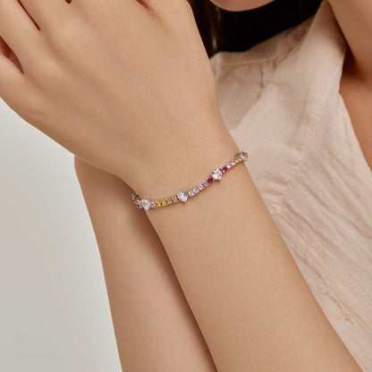[Perla Lux]Romantic Heart Shape Round Cut Lover Bracelet