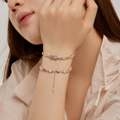 [Perla Lux]Romantic Heart Shape Round Cut Lover Bracelet