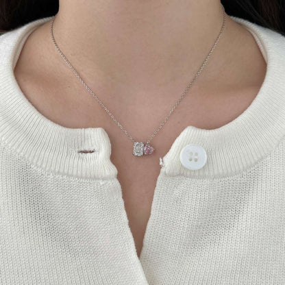 [Perla Lux]Dazzling Square & Heart Shape Necklace