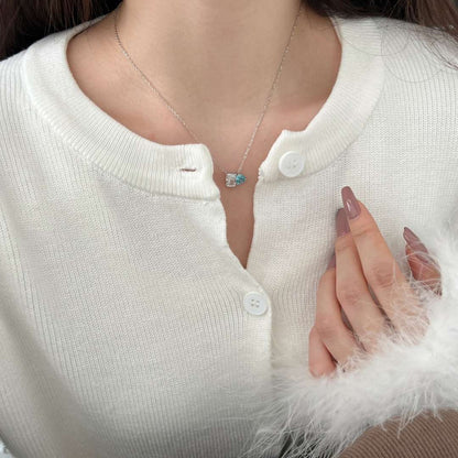 [Perla Lux]Dazzling Square & Heart Shape Necklace