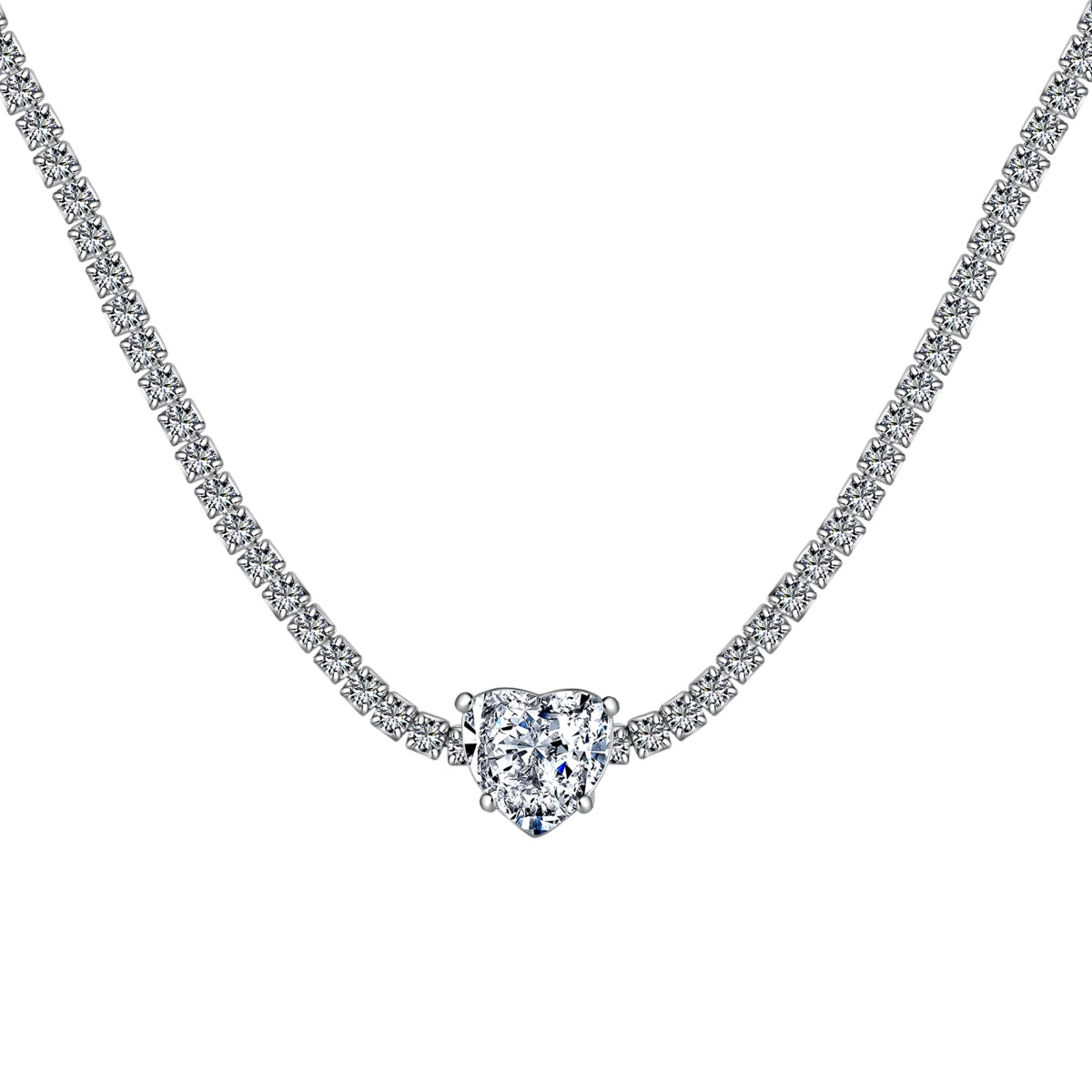 [Perla Lux]2.0 Carat Sparkling Tennis Heart Cut Necklace