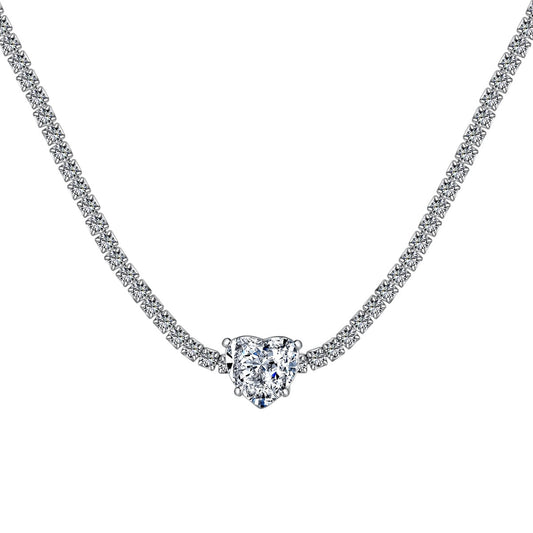 [Perla Lux]2.0 Carat Sparkling Tennis Heart Cut Necklace