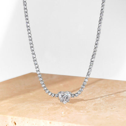 [Perla Lux]2.0 Carat Sparkling Tennis Heart Cut Necklace