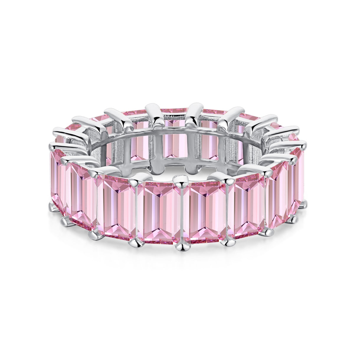 [Perla Lux]0.75 Carat Elegant Emerald Cut Tennis Ring