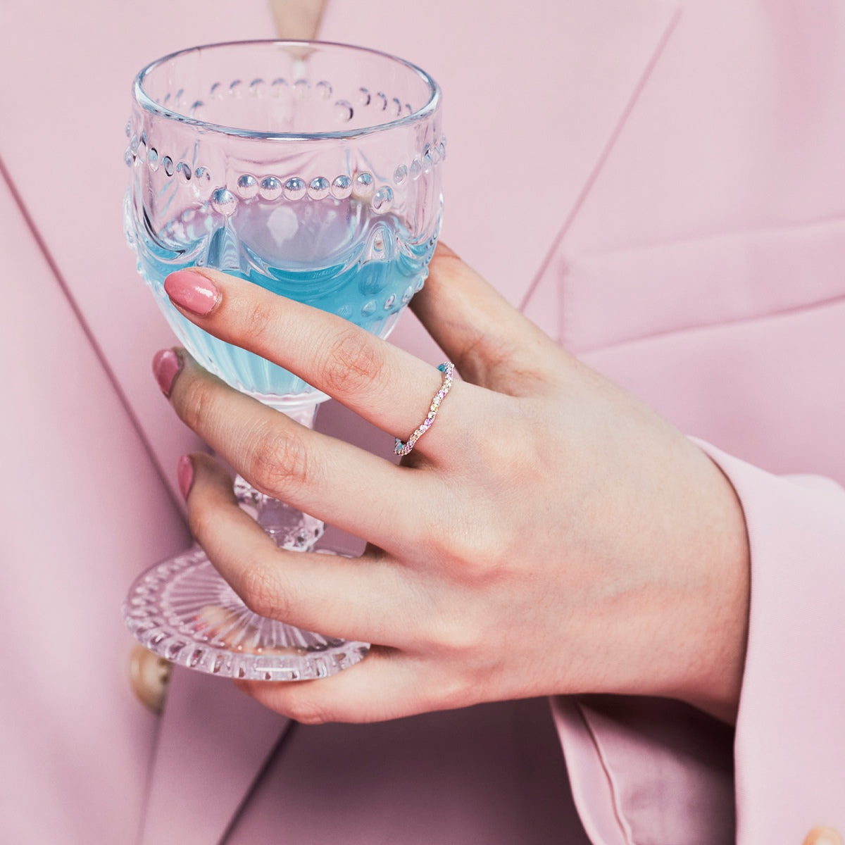 [Perla Lux]Dainty Colorful Round Cut Party Ring