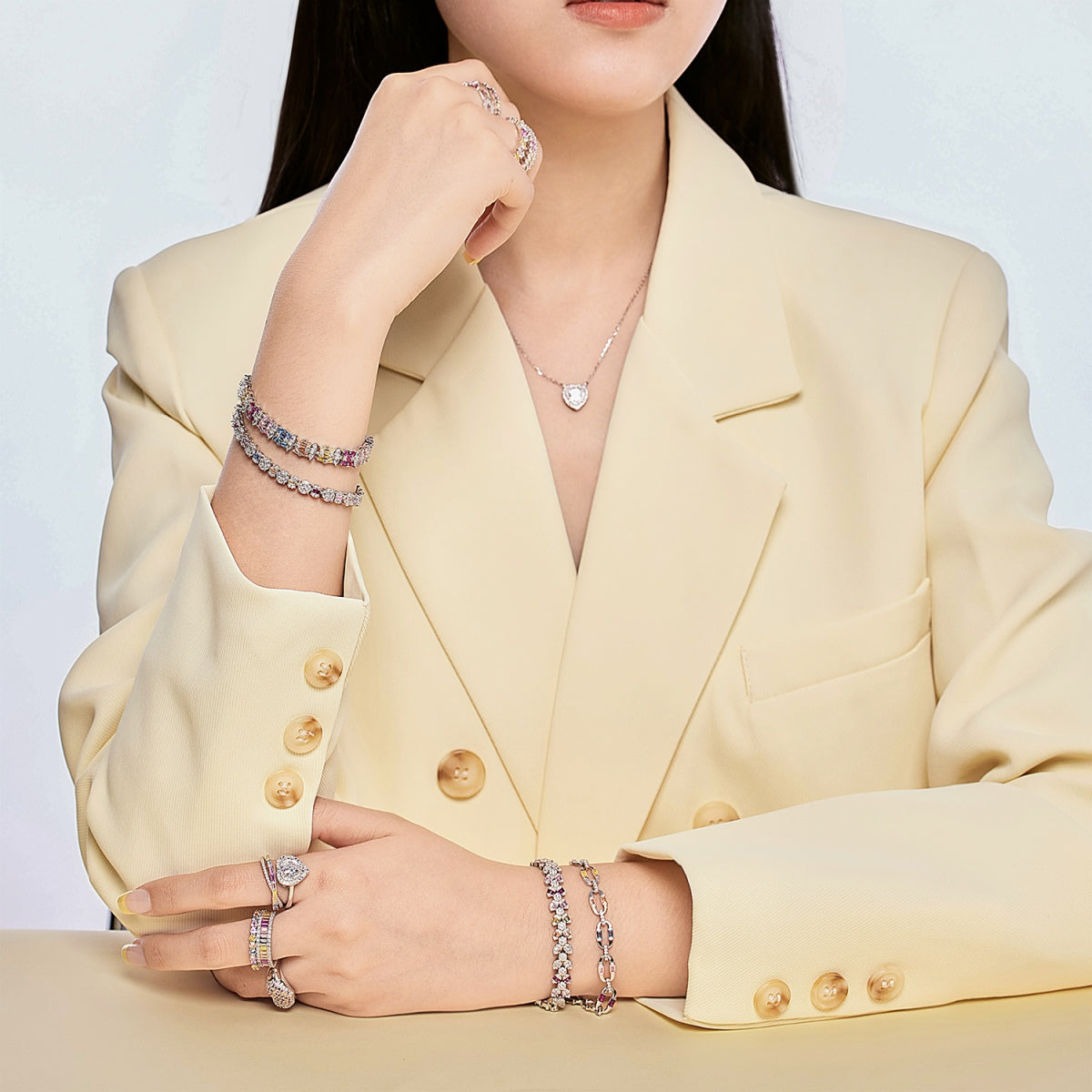 [Perla Lux]Delicate Colorful Multi Cut Party Bracelet