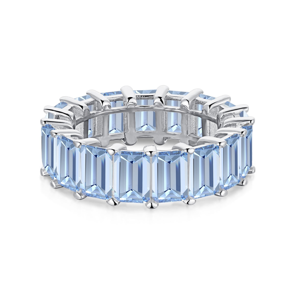 [Perla Lux]0.75 Carat Elegant Emerald Cut Tennis Ring
