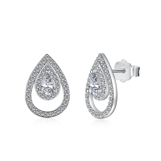 [Perla Lux]Sparkling Delicate Water Drop Shape Daily Earrings