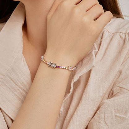 [Perla Lux]Ornate Colorful Butterfly Shape Round Cut Daily Bracelet