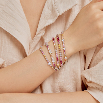 [Perla Lux]Ornate Colorful Butterfly Shape Round Cut Daily Bracelet