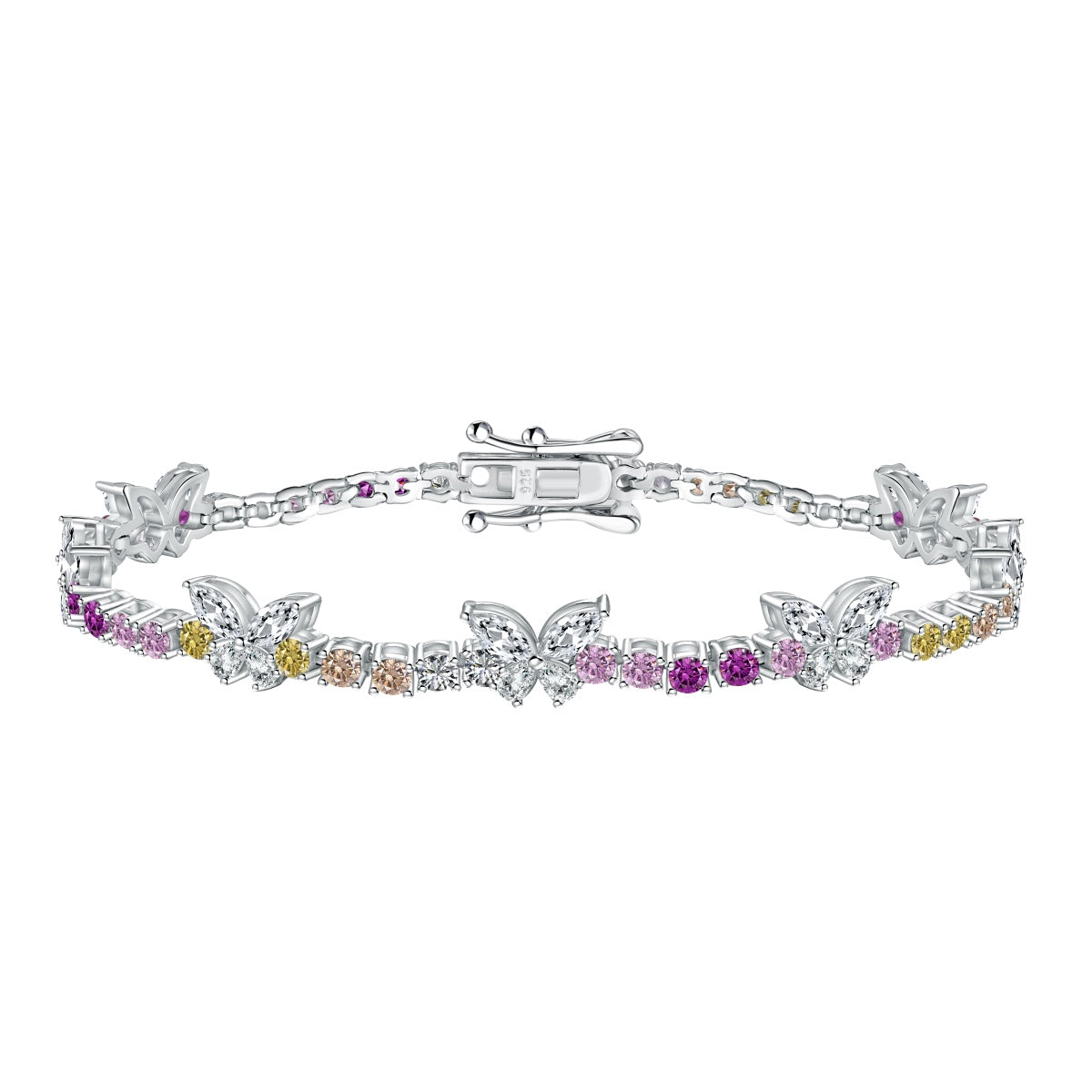 [Perla Lux]Ornate Colorful Butterfly Shape Round Cut Daily Bracelet
