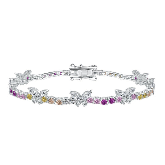 [Perla Lux]Ornate Colorful Butterfly Shape Round Cut Daily Bracelet
