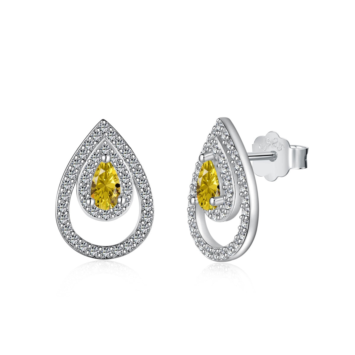 [Perla Lux]Sparkling Delicate Water Drop Shape Daily Earrings