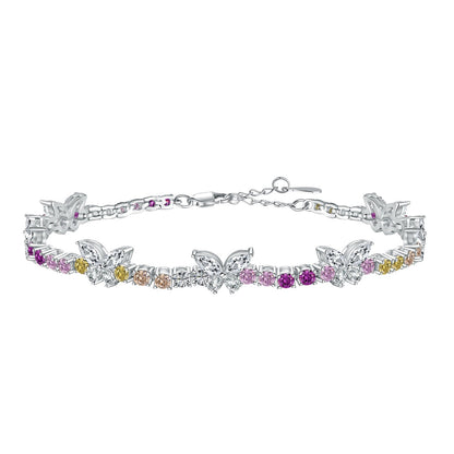 [Perla Lux]Ornate Colorful Butterfly Shape Round Cut Daily Bracelet