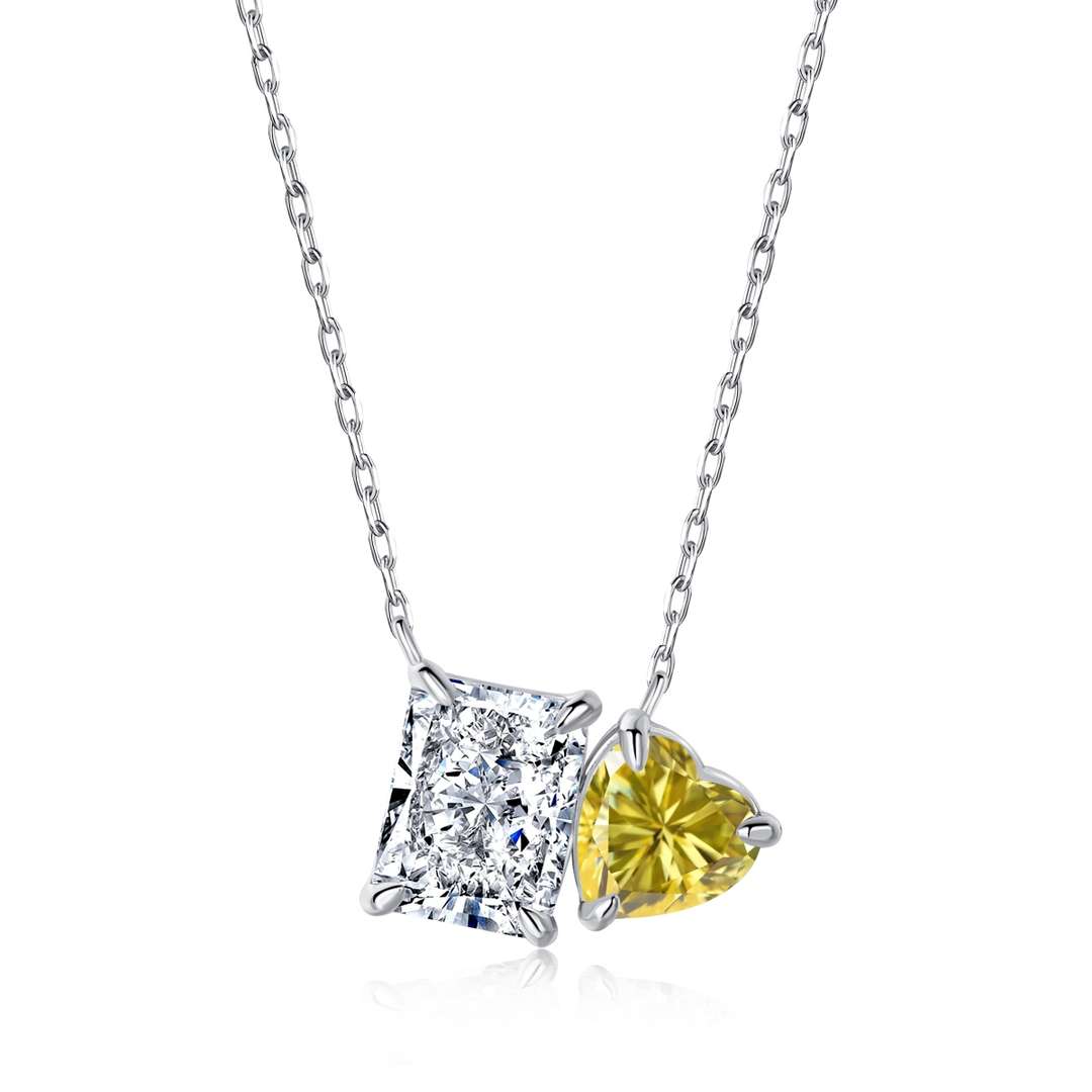 [Perla Lux]Dazzling Square & Heart Shape Necklace