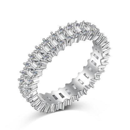 [Perla Lux]Splashy Ornate Emerald Cut Cocktail Ring