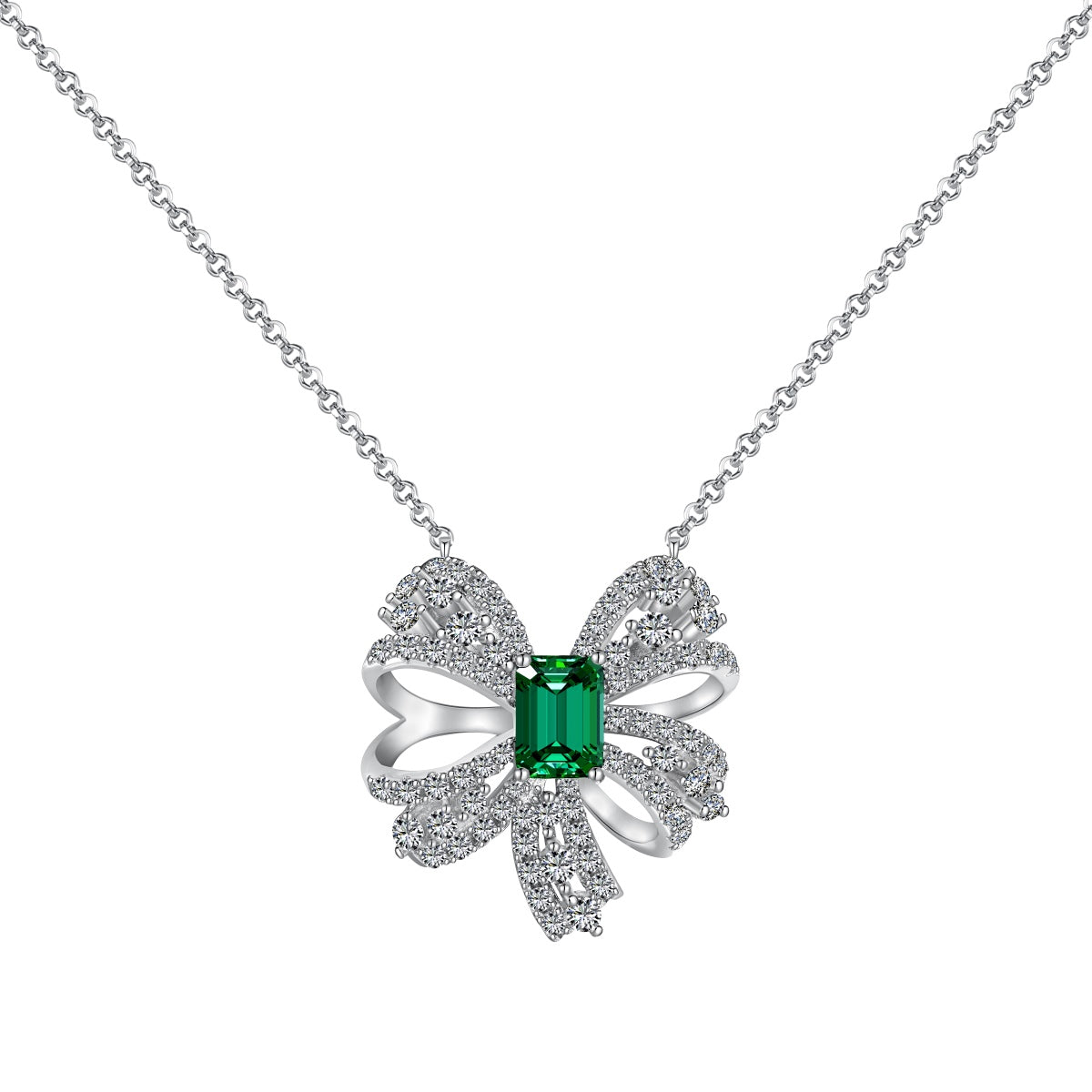 [Perla Lux]Luxurious Flower Shape Emerald Cut Necklace