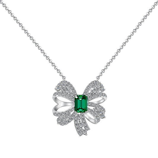 [Perla Lux]Luxurious Flower Shape Emerald Cut Necklace