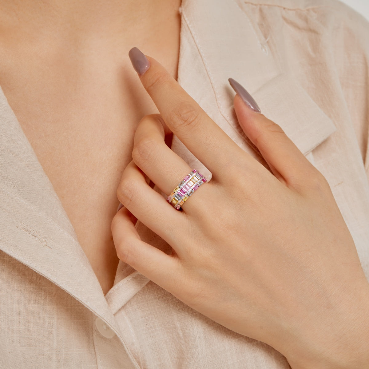 [Perla Lux]Dazzling Colorful Radiant Cut Party Ring
