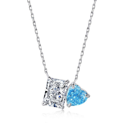 [Perla Lux]Dazzling Square & Heart Shape Necklace