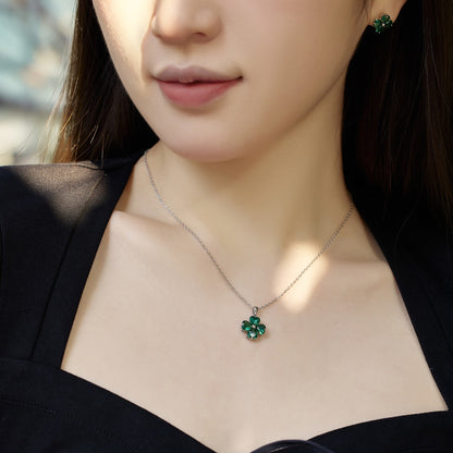 [Perla Lux]Heart-Shaped Four-Leaf Clover Bead Necklace