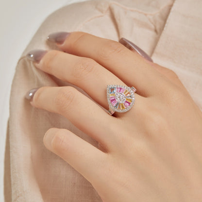 [Perla Lux]Elegant Colorful Water Drop Shape Banquet Ring