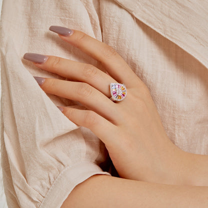 [Perla Lux]Elegant Colorful Water Drop Shape Banquet Ring