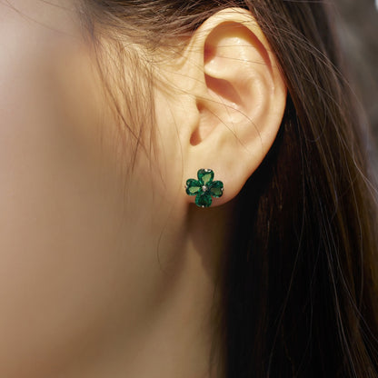 [Perla Lux]Four-Leaf Clover Ball Earrings