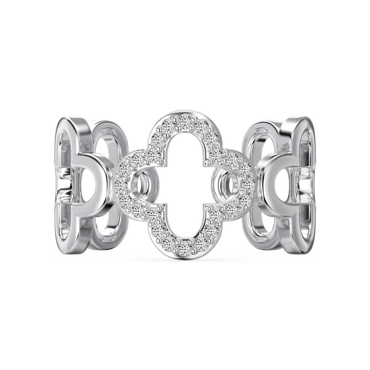 [Perla Lux]Hollow Design Four-Leaf Clover Flower Shape Ring
