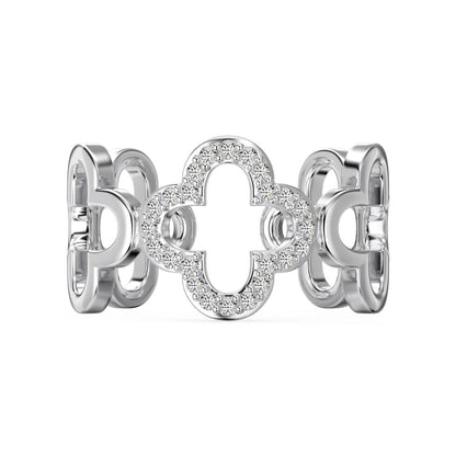 [Perla Lux]Hollow Design Four-Leaf Clover Flower Shape Ring